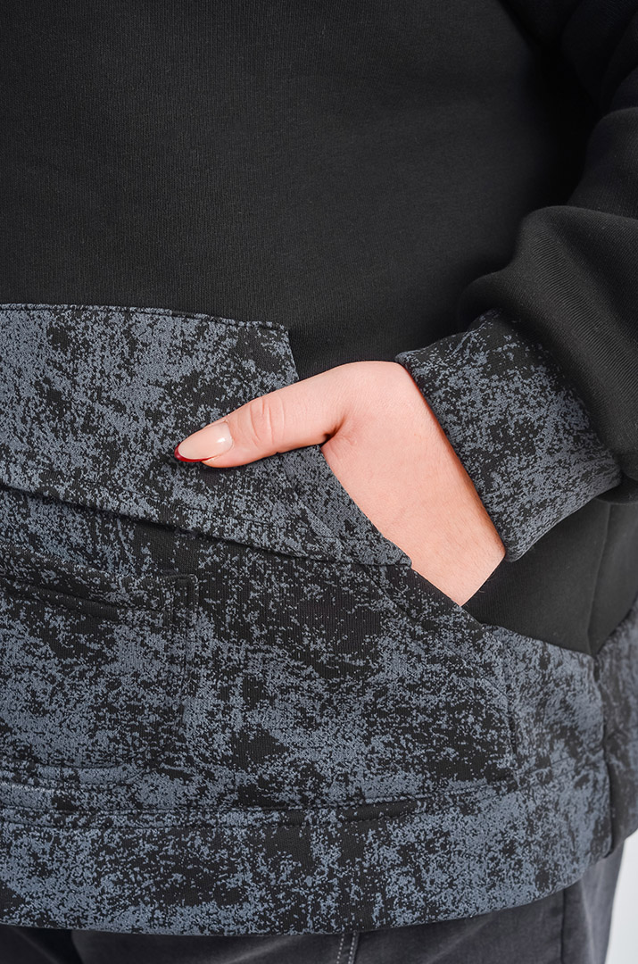 Худі з флісовим утепленням в чорно-графітовому кольорі великих розмірів