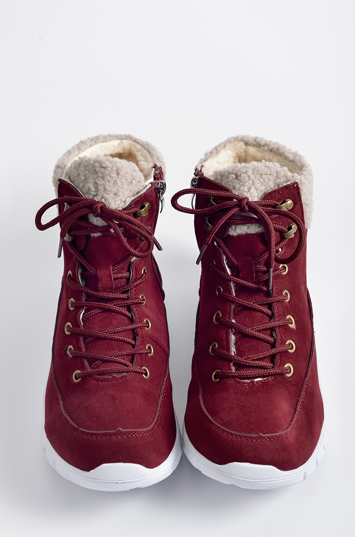 Черевики бордові з екозамші на шнурках і блискавці великих розмірів