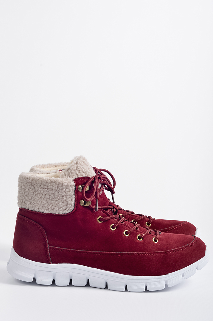 Черевики бордові з екозамші на шнурках і блискавці великих розмірів