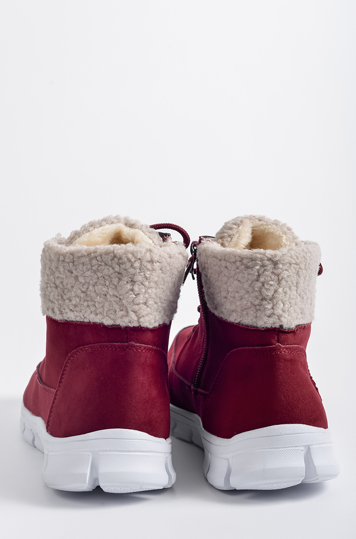 Черевики бордові з екозамші на шнурках і блискавці великих розмірів