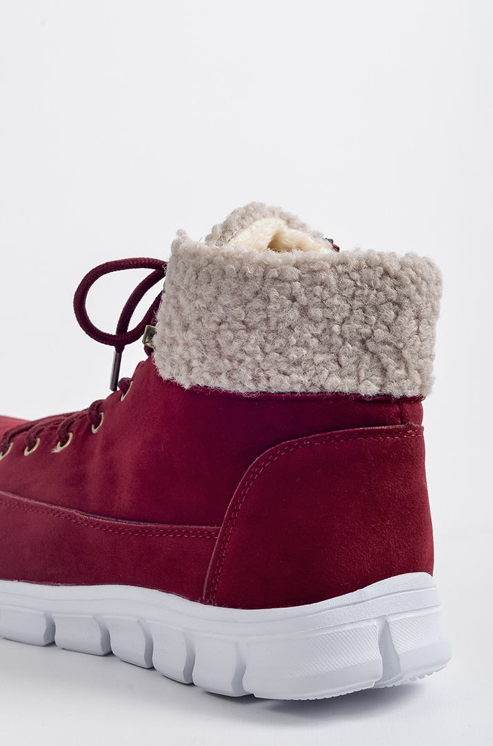 Черевики бордові з екозамші на шнурках і блискавці великих розмірів