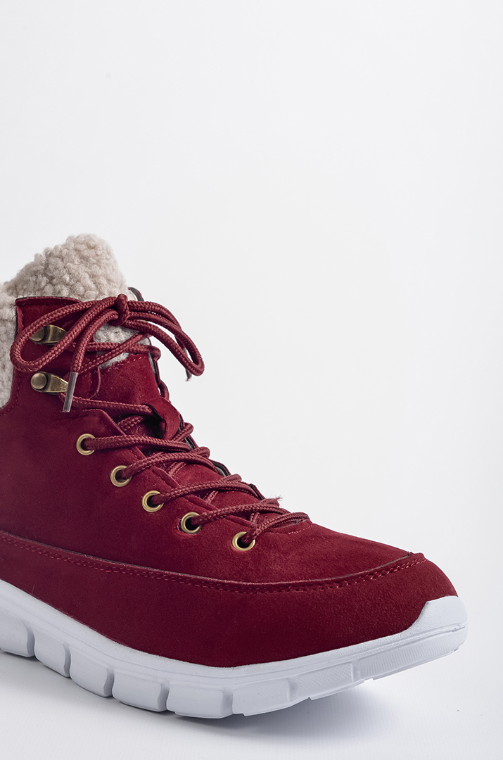 Черевики бордові з екозамші на шнурках і блискавці великих розмірів