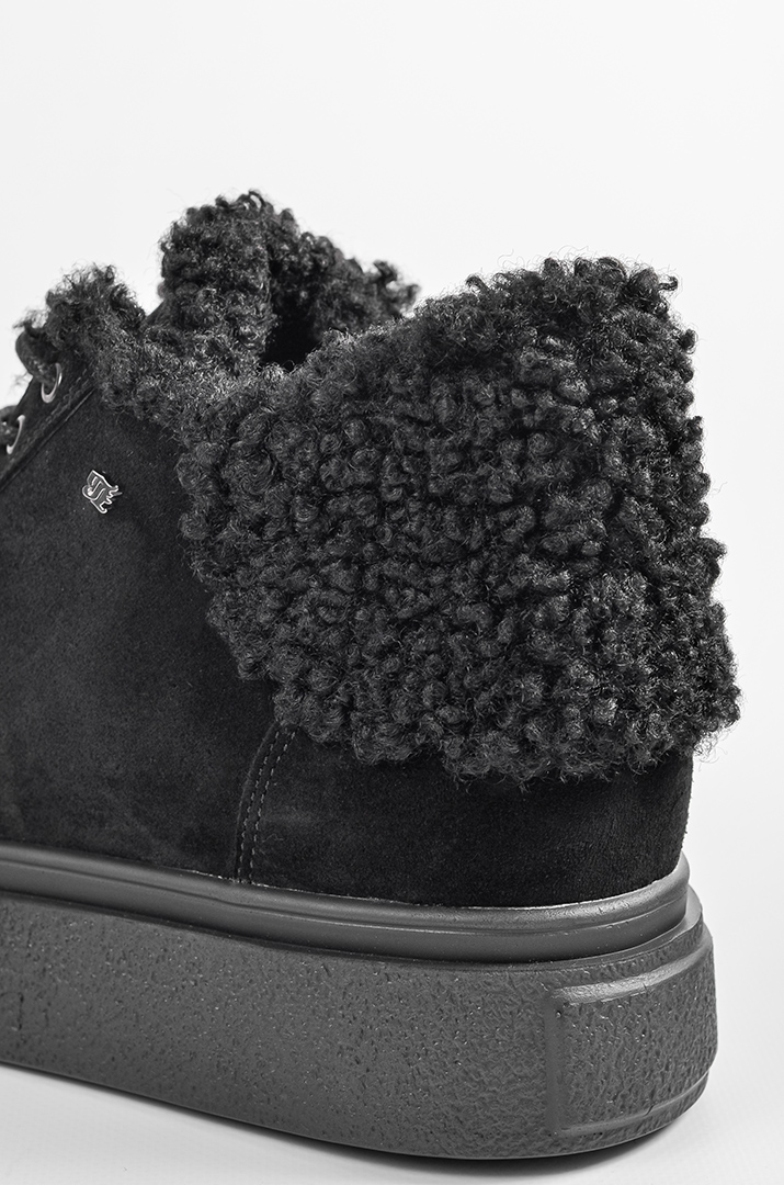 Чорні зимові черевики з замші зі шнурівкою великих розмірів