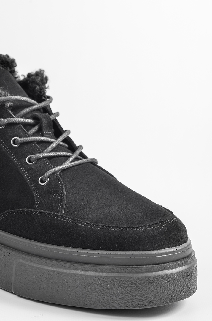 Чорні зимові черевики з замші зі шнурівкою великих розмірів