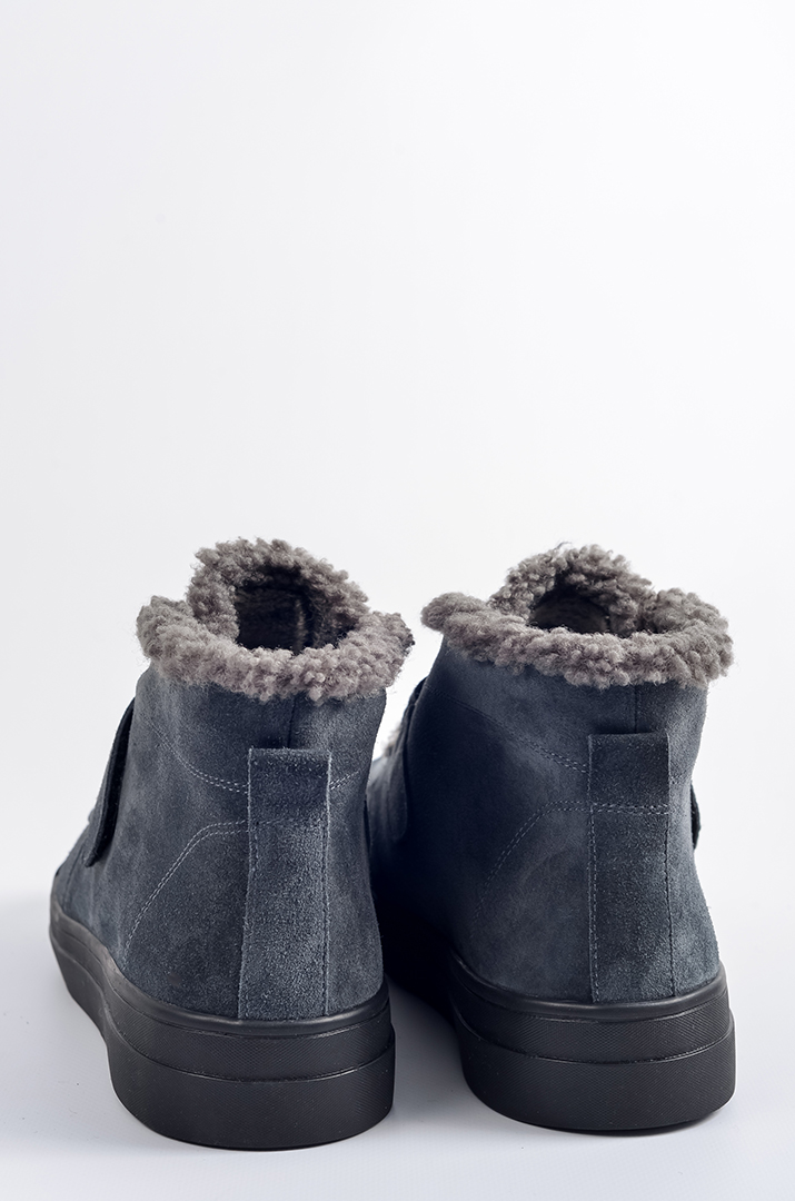Черевики зимові із замші в кольорі денім на липучці великих розмірів