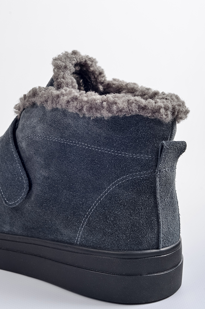 Черевики зимові із замші в кольорі денім на липучці великих розмірів