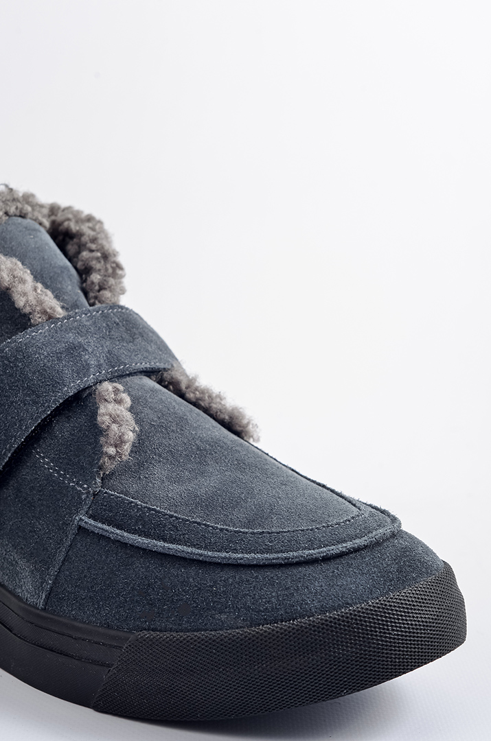 Черевики зимові із замші в кольорі денім на липучці великих розмірів