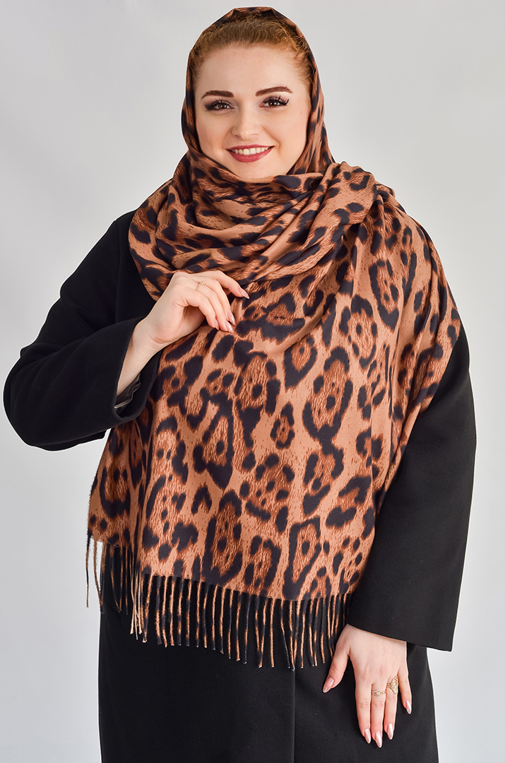 Кашеміровий палантин з анімалістичним принтом