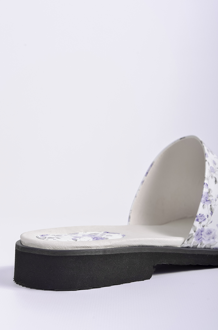 Шльопанці шкіряні з квітковим принтом великих розмірів