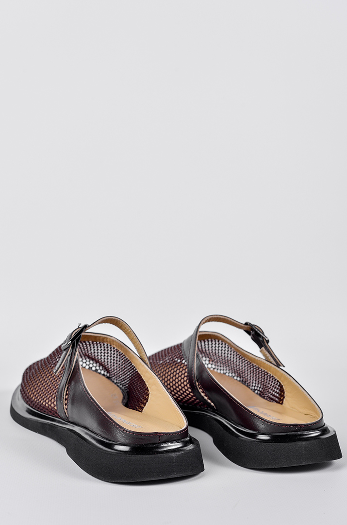 Мюли с сетчатым верхом и пряжкой в шоколадном цвете больших размеров