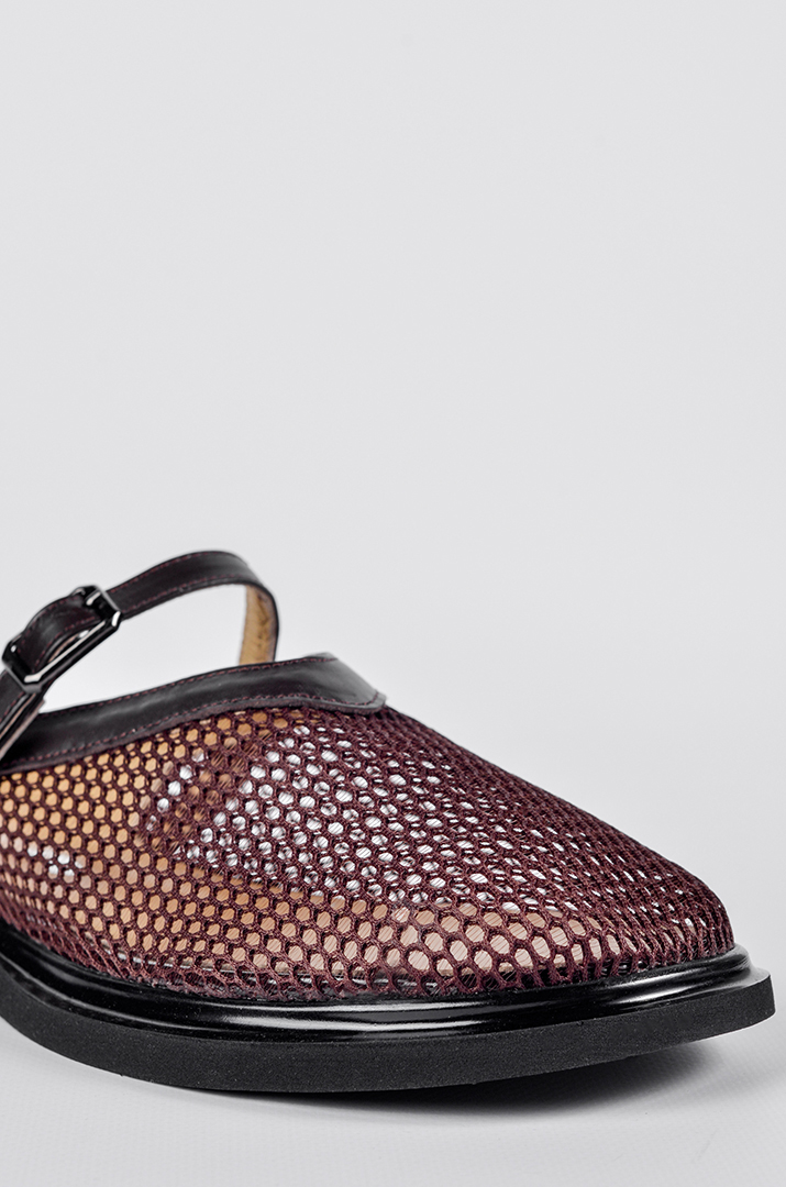 Мюли с сетчатым верхом и пряжкой в шоколадном цвете больших размеров