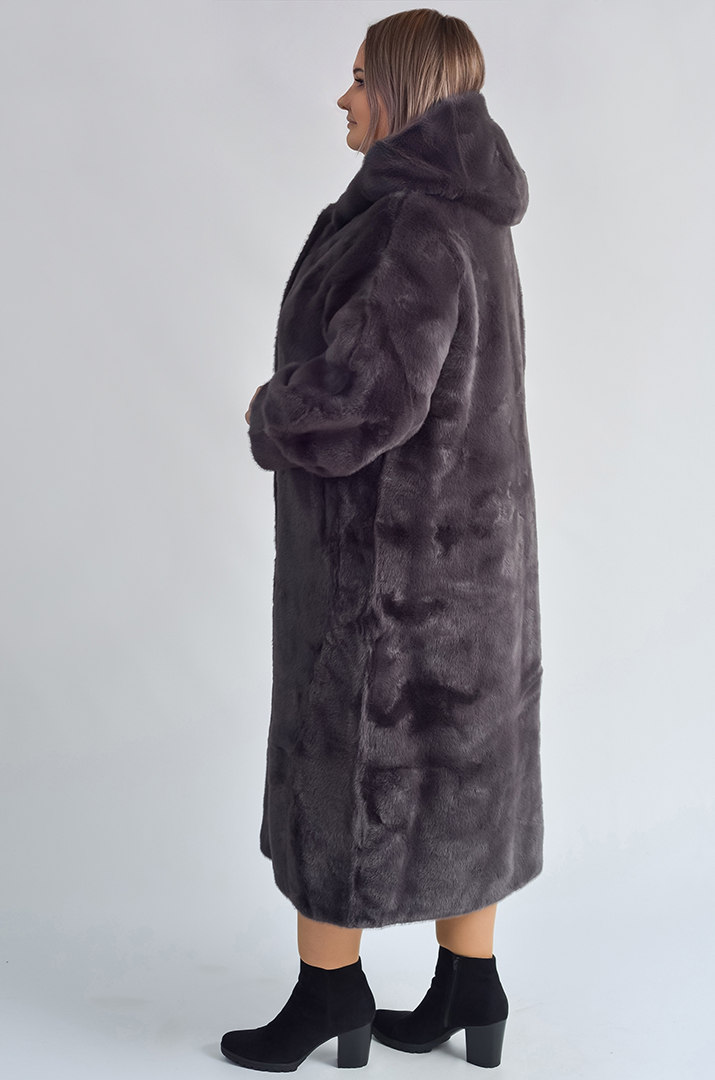 Шуба з екохутра прямого крою великих розмірів