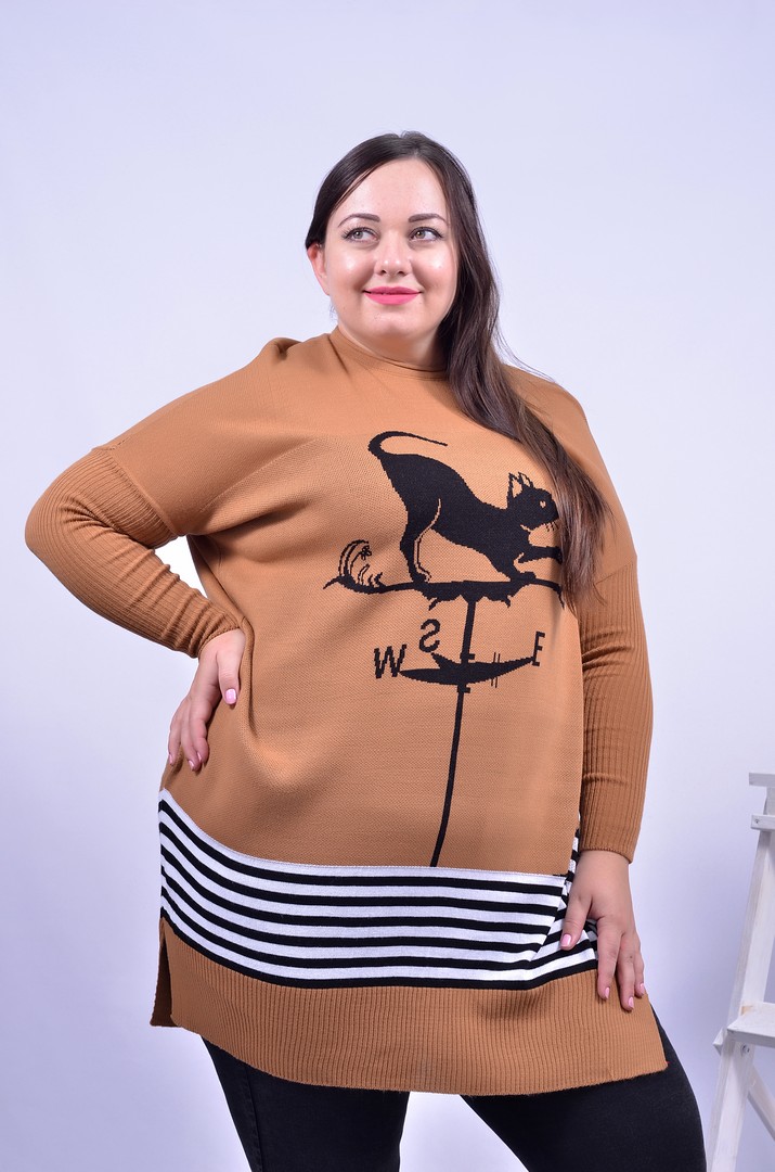 Туника прямая с принтом батал