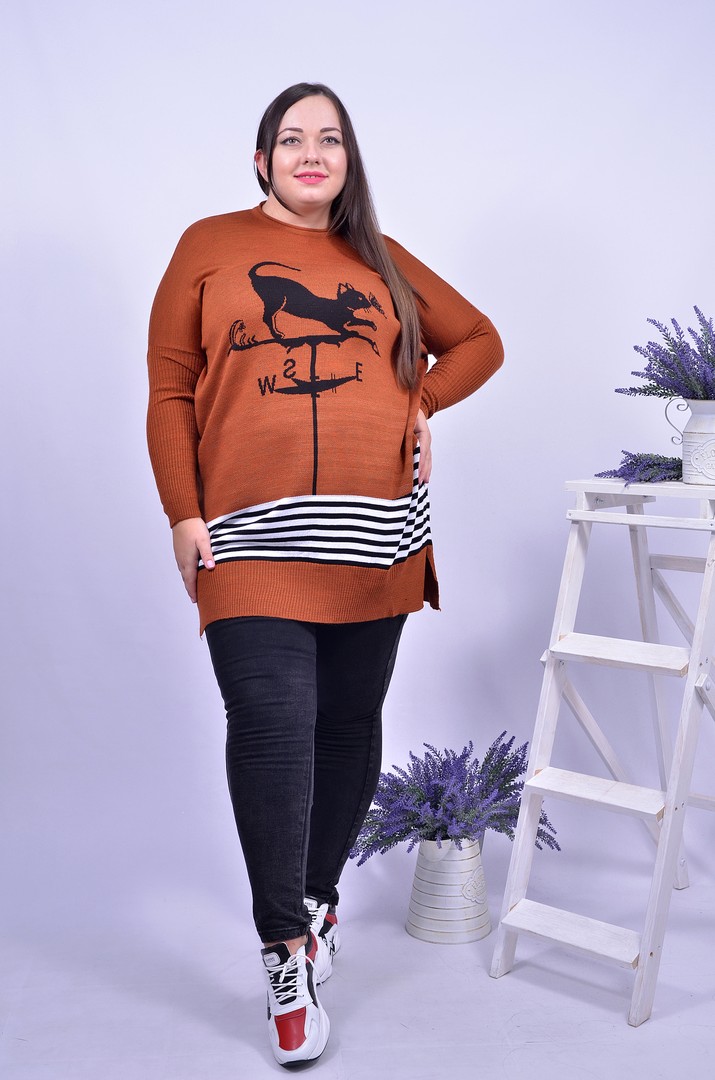 Туника прямая с принтом батал