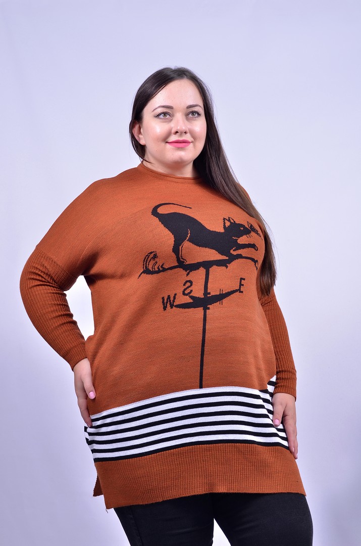 Туника прямая с принтом батал