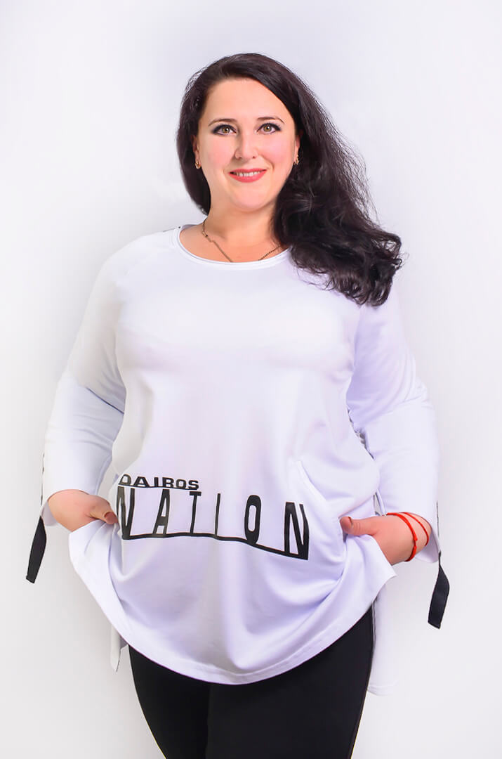 Свитшот удлиненный с принтом батал