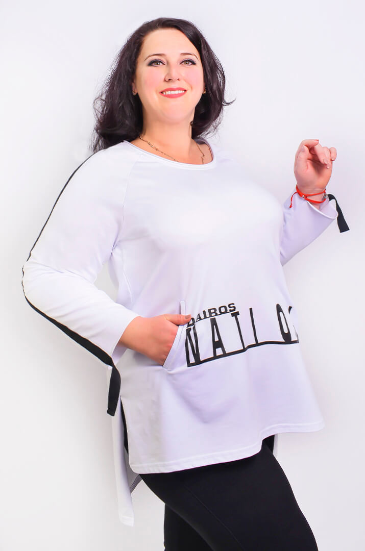 Свитшот удлиненный с принтом батал